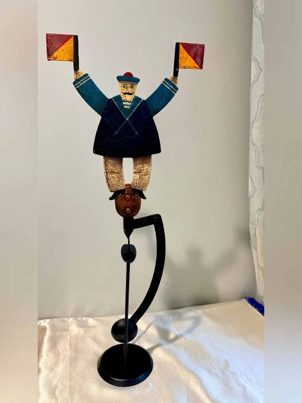 NEW…. Authentic Models Signal Sailor Flag Man on a Teeter Totter Balance Toy, - Picture 6 of 6